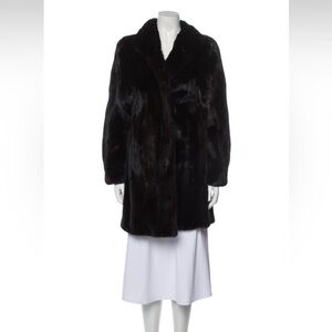 Genuine Mink Fur Coat M Dark Brown